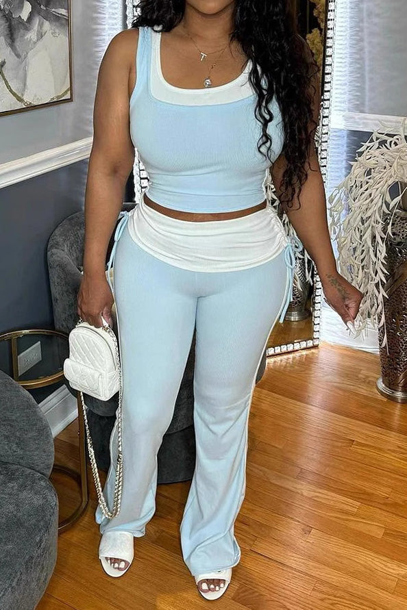 Colorblock Sleeveless Top and Pants Outfit Lavish Daily