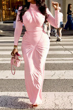 High Neck Long Sleeve Bodycon Maxi Dress Lavish Daily