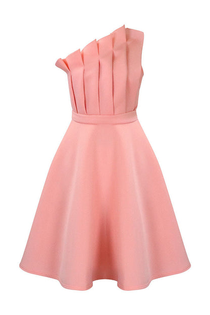 Pleated Asymmetric Cut Long Dress Lavish Daily