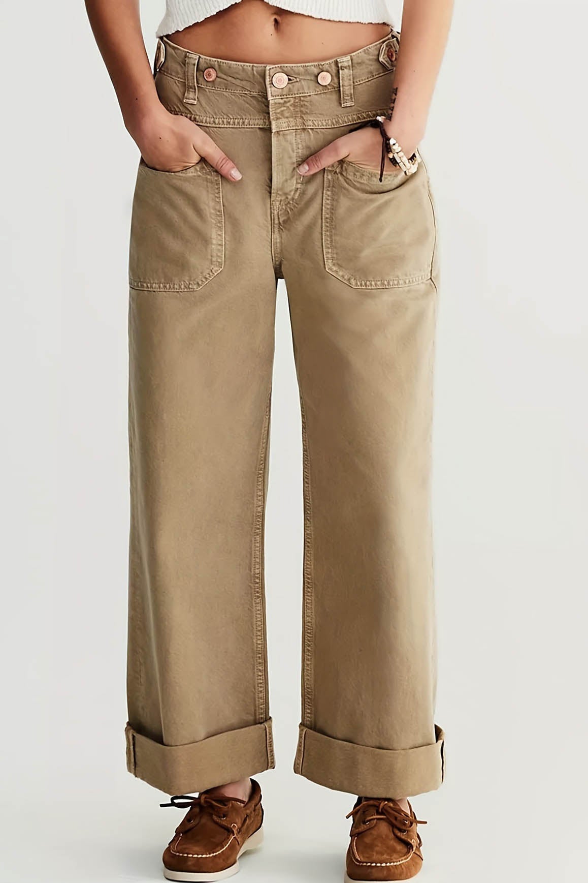 Washed Wide Leg Cuffed Jeans Lavish Daily