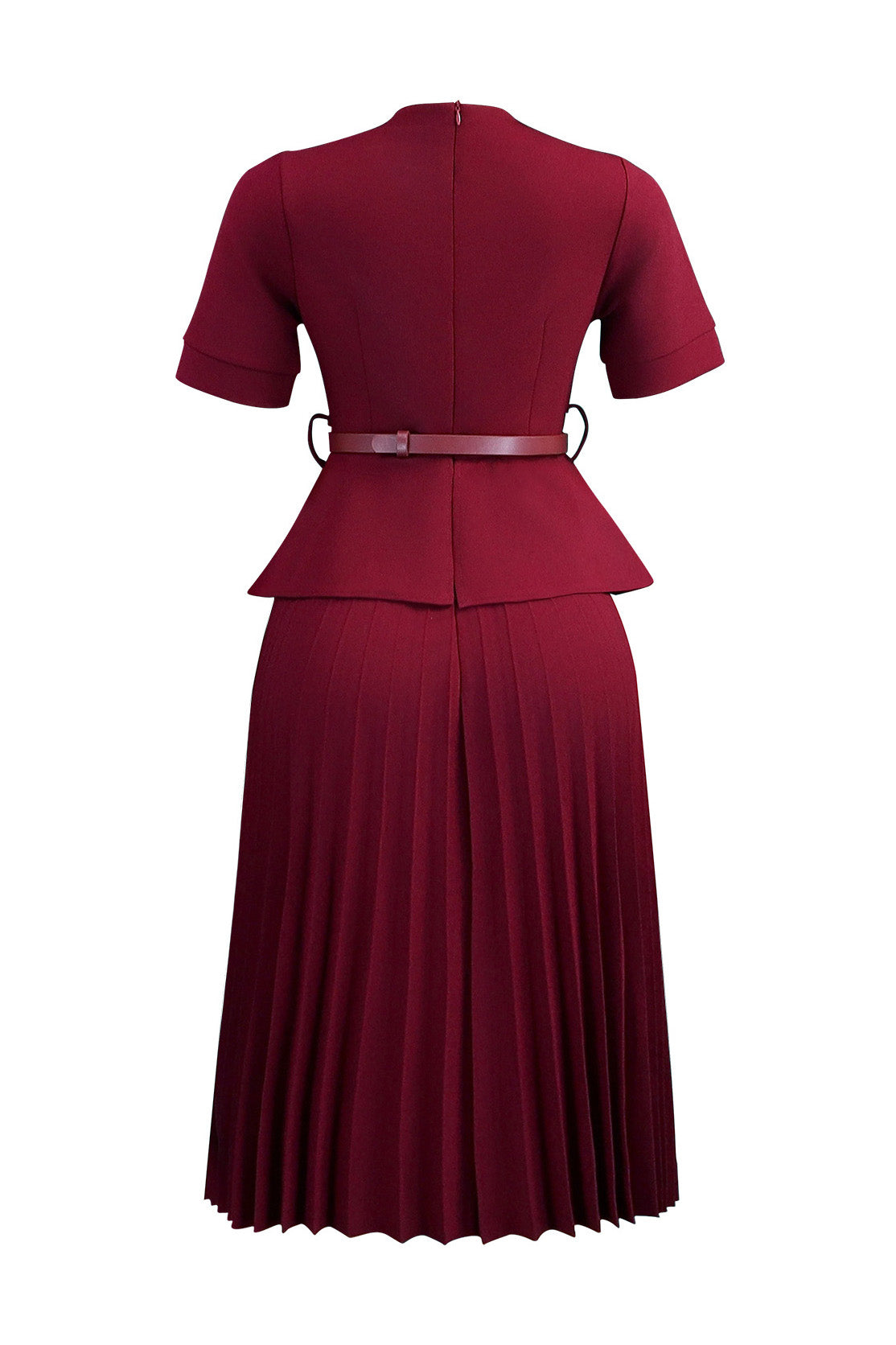 Mock 2-Piece Peplum Pleated Midi Dress Lavish Daily