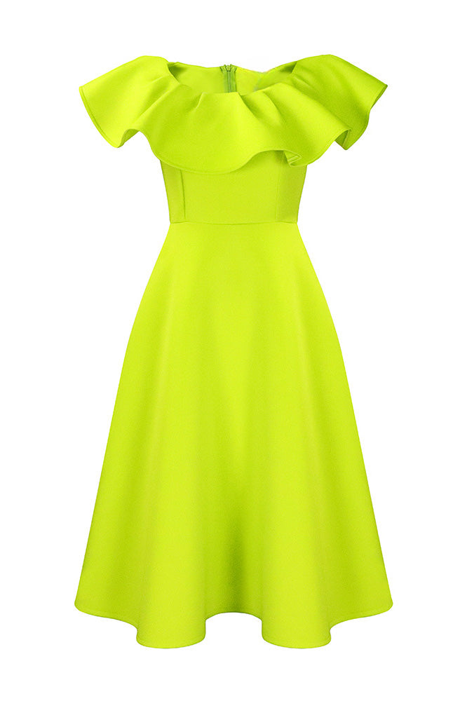 Ruffle Trim Short Sleeve A Line Dress Lavish Daily