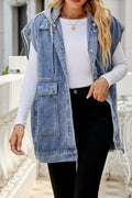 Vintage Denim Vest with Detachable Hood Lavish Daily