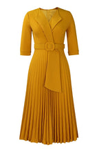Pleated A-Line Blazer Midi Dress with Belt Lavish Daily