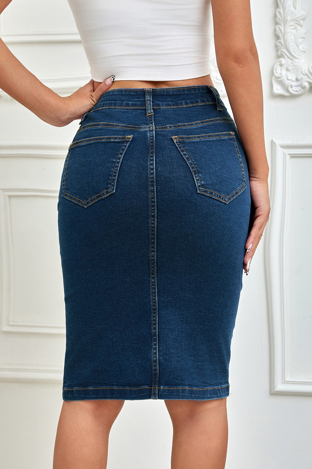 Denim Bodycon Pencil Skirt Lavish Daily