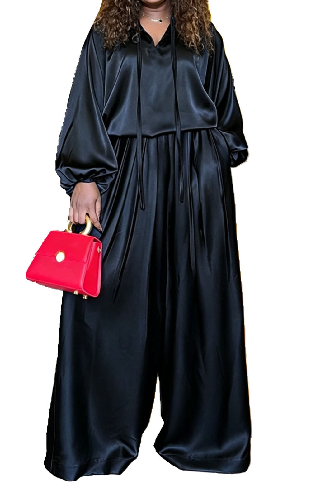 Drawstring Top & Wide Leg Pants Set Lavish Daily