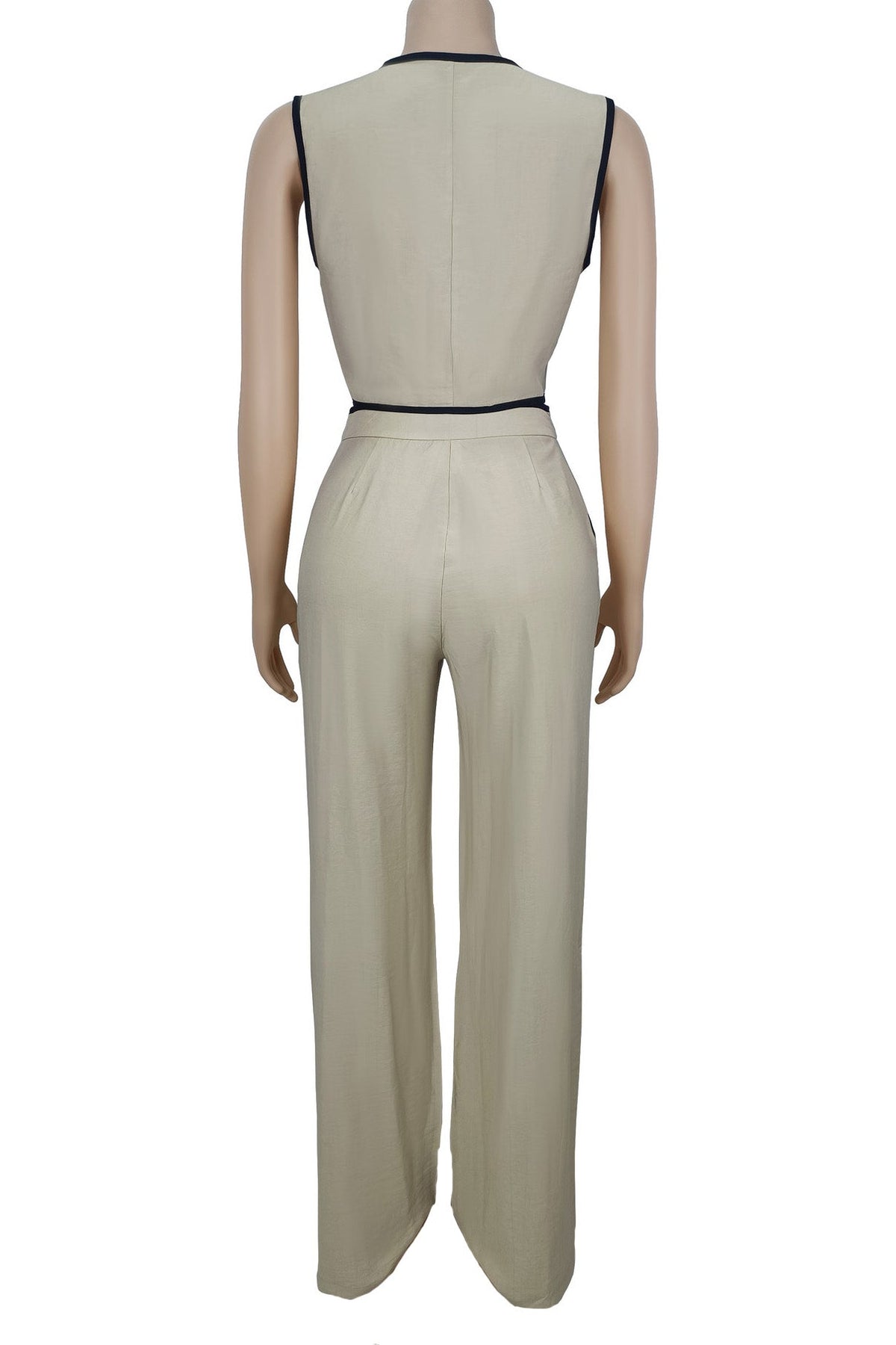 V-Neck Button Top & Pants Two-Piece Set Lavish Daily
