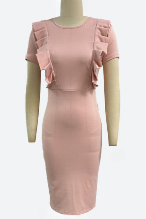 Stretch Ruched Bodycon Dress with Back Slit Lavish Daily