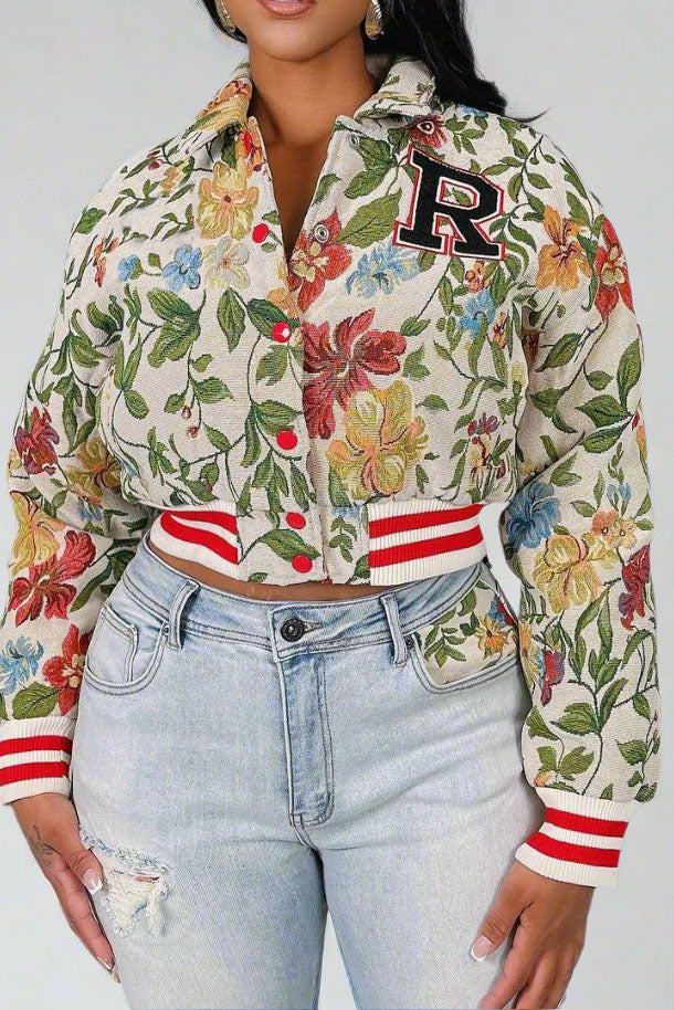 Cropped Tapestry Varsity Jacket Lavish Daily