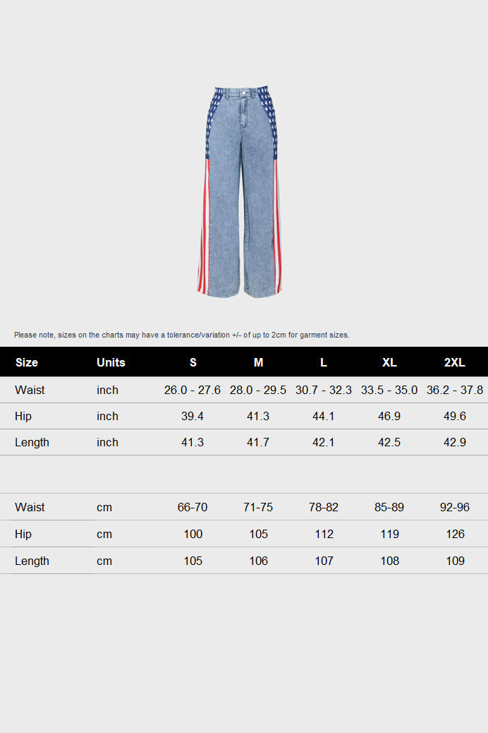 American Flag Print Light Wash Jeans Lavish Daily