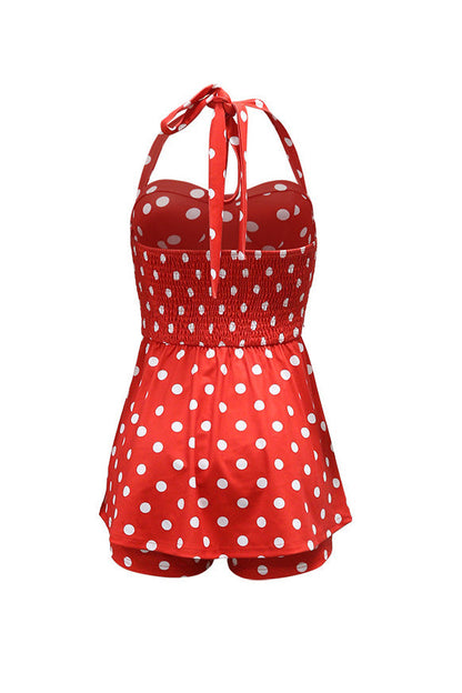 Retro Polka Dot Bustier Peplum Shorts Set Lavish Daily