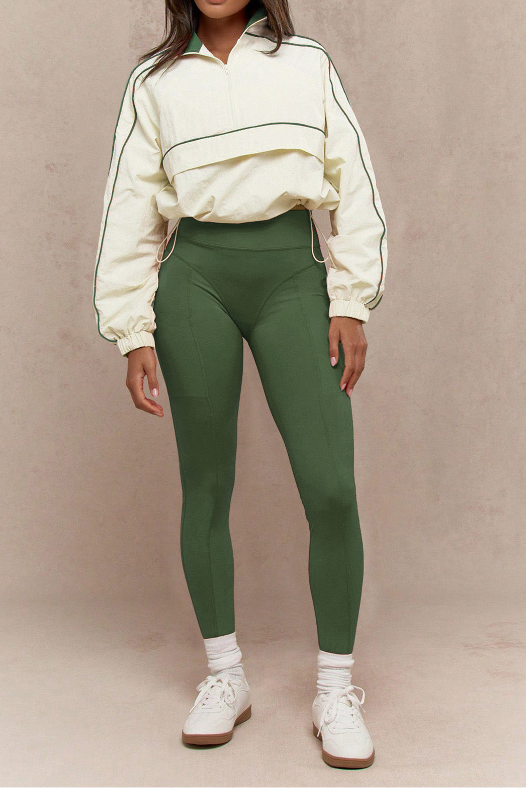 Drawstring Waist Nylon Top & Yoga Pants Activewear Set Lavish Daily