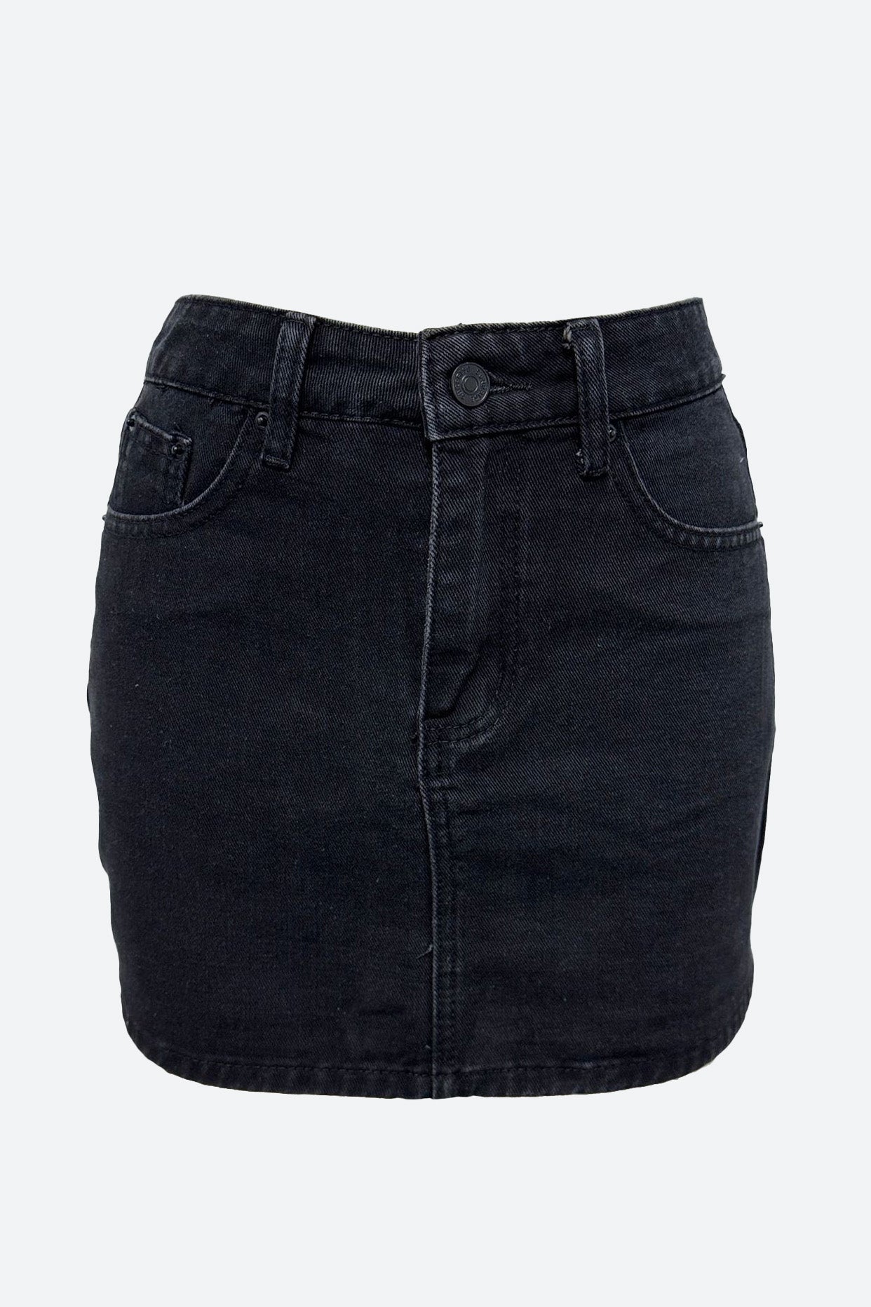 Washed Elastic High Waist Shorts Denim Skirts Lavish Daily