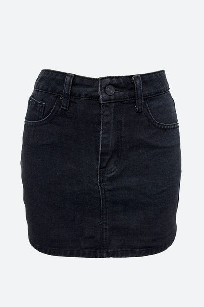 Washed Elastic High Waist Shorts Denim Skirts Lavish Daily