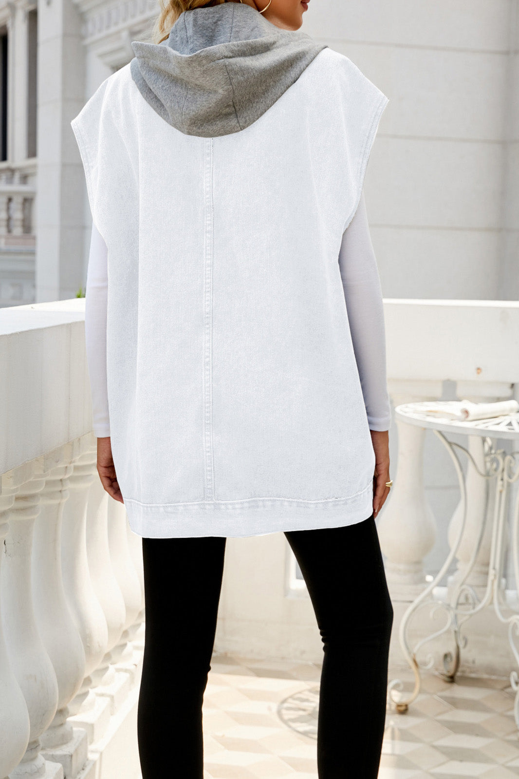 Vintage Denim Vest with Detachable Hood Lavish Daily