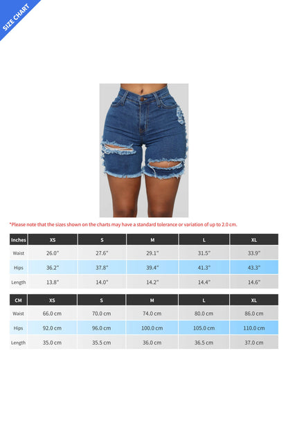 Distressed Cutout Denim Bermuda Shorts LavishDaily