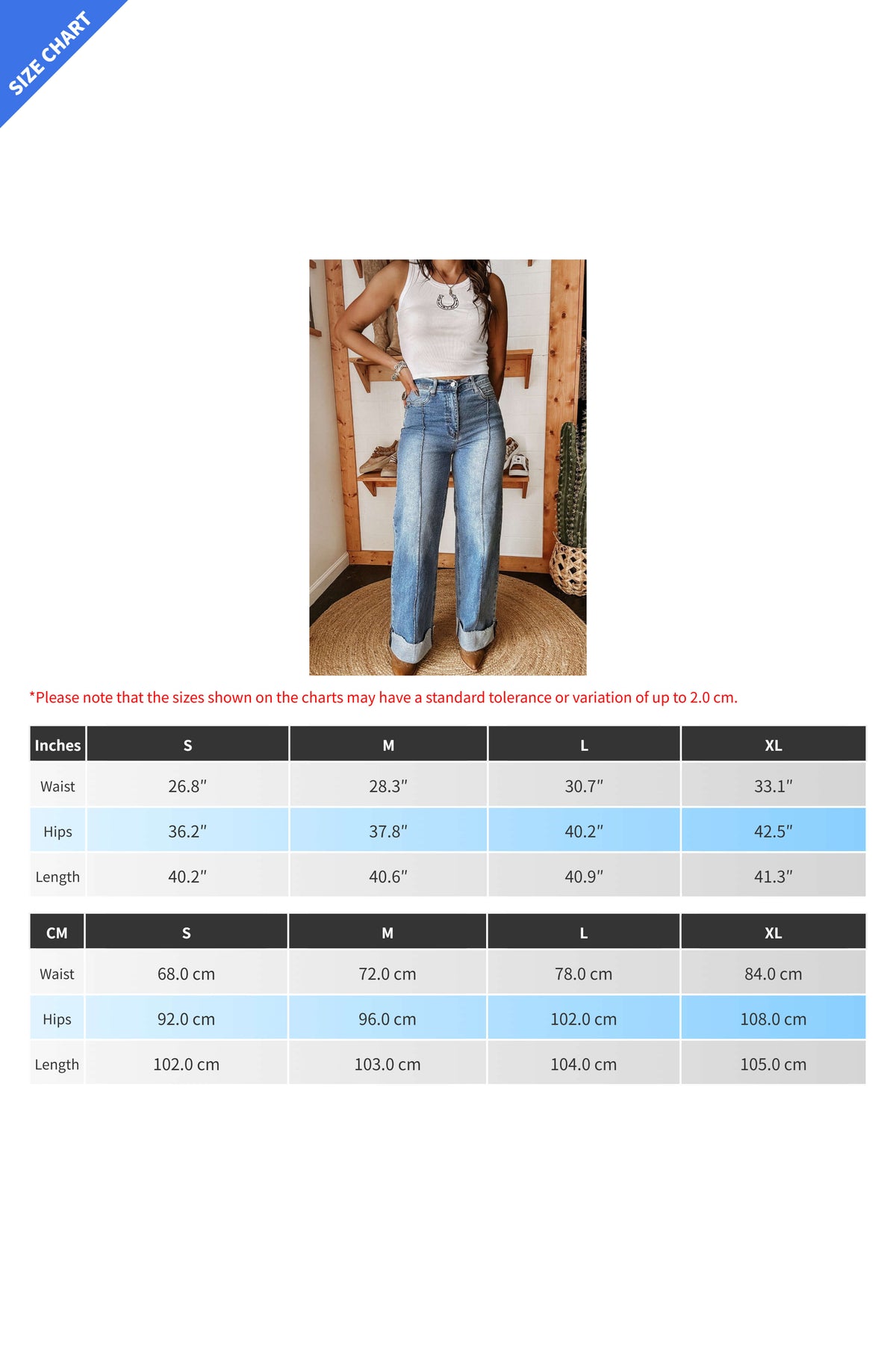 High-Rise Folded Hem Wide Leg Jeans Lavish Daily