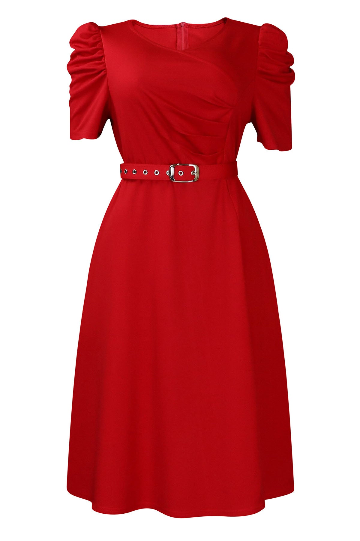 Solid Ruched Midi Dress Lavish Daily