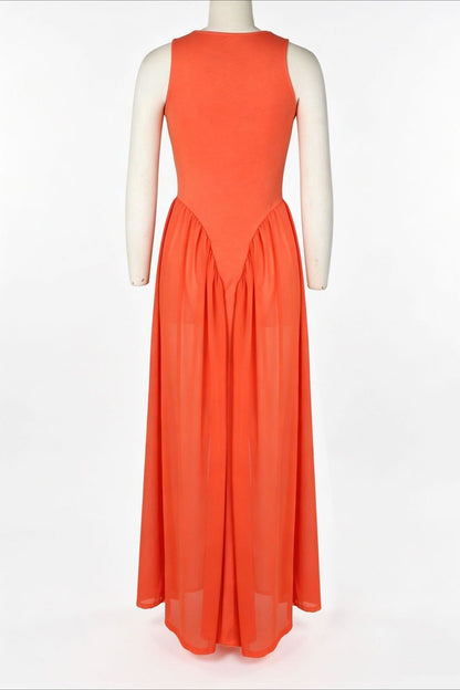 Spliced Chiffon Pleated Maxi Dress Lavish Daily