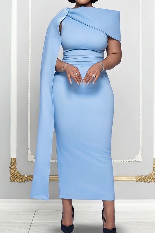 Elegant Asymmetric Draped Cape Maxi Dress Lavish Daily