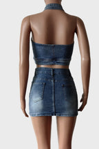 Street Wear Denim Zipper Skirt Set Lavish Daily