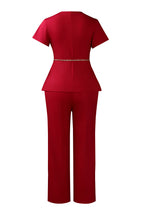 Short Sleeve Asymmetric Blazer Trouser Set Lavish Daily