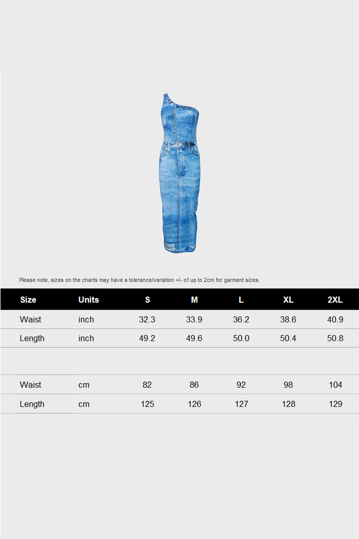 Denim Print Midi Dress Lavish Daily