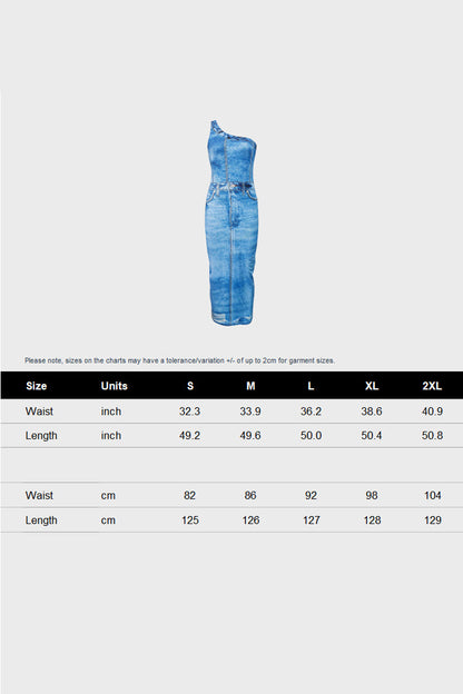 Denim Print Midi Dress Lavish Daily