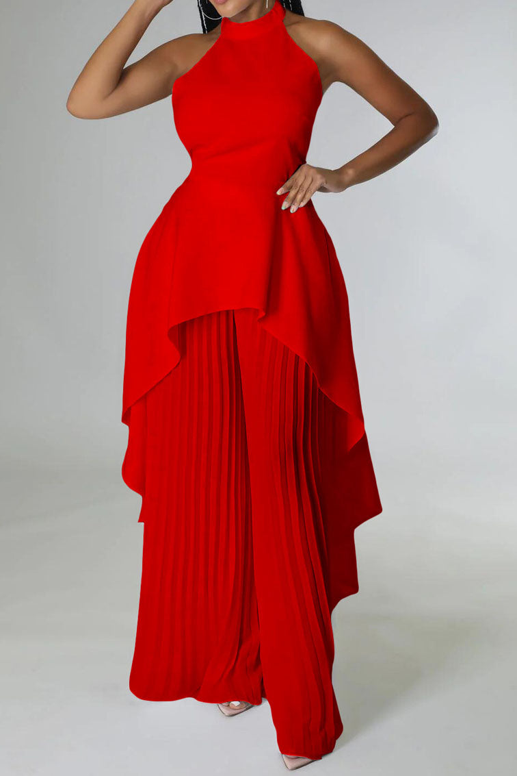 Halter Tunic Top & Pleated Pants Set Lavish Daily