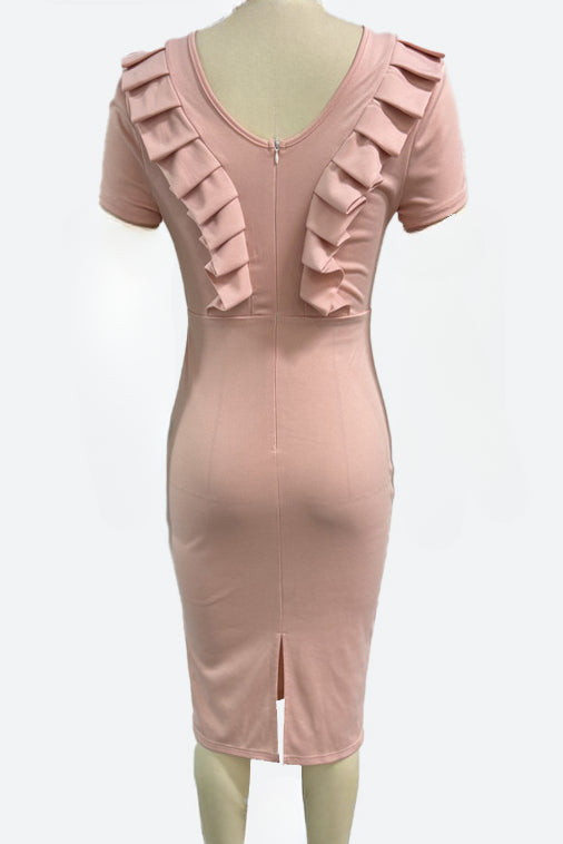 Stretch Ruched Bodycon Dress with Back Slit Lavish Daily