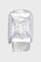 Split Square Cut Collar Stretch Sequin Dress Lavish Daily
