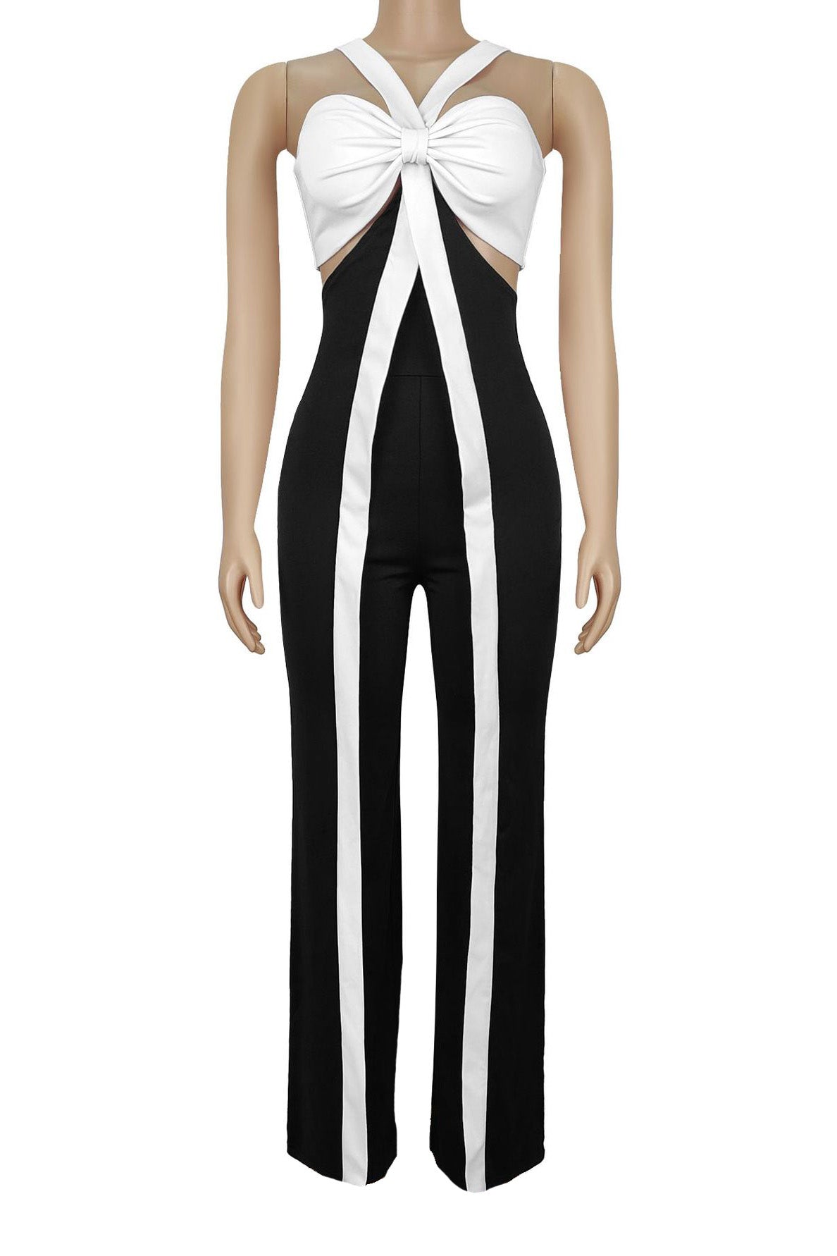 Crisscross Ribbon Cutout Jumpsuit Lavish Daily