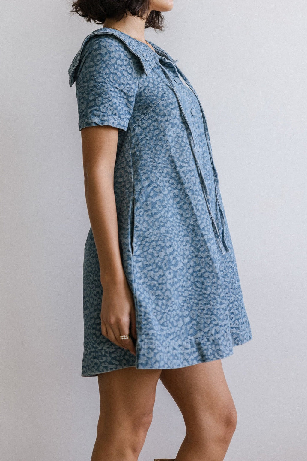 Casual Leopard Print Slimming Denim Dress LavishDaily