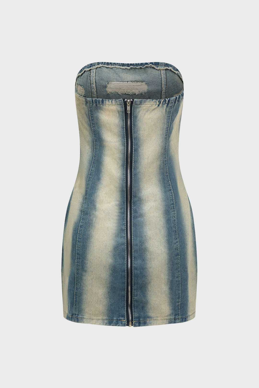 Cut Out Strapless Denim Dress Lavish Daily