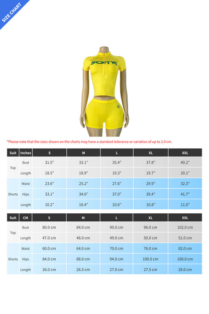 Sporty Graphic Zip-Up & Shorts Set Lavish Daily