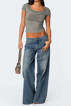 Vintage Washed Low Rise Jeans Lavish Daily