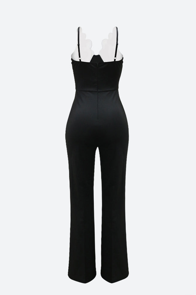 Folded Shell Sway V-Neck Wide Leg Jumpsuit Lavish Daily