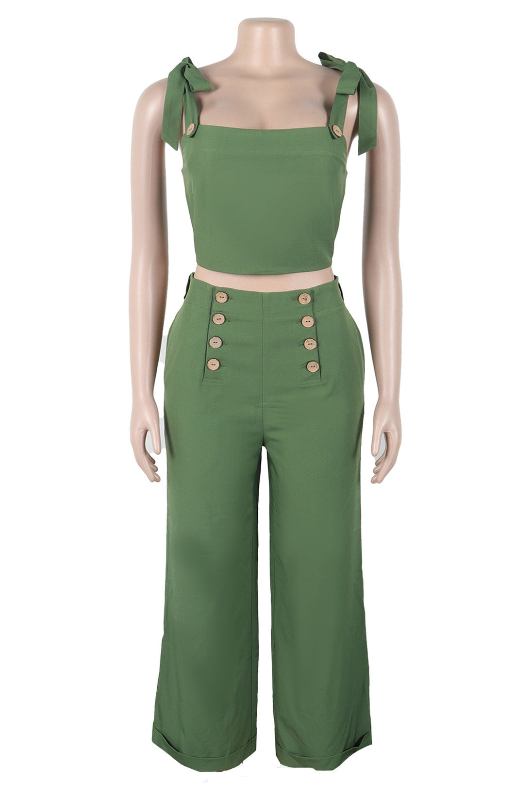 Ruched Tie-Strap Top & Wide Leg Pants Set Lavish Daily