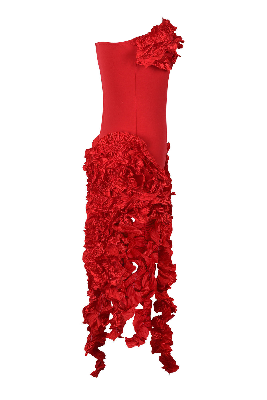Strapless 3D Ruffle Asymmetrical Dress Lavish Daily