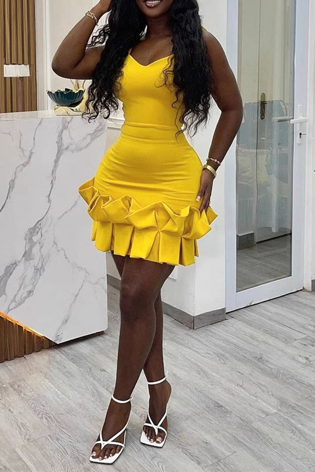 Ruffle Hem Bodycon Party Mini Dress Lavish Daily