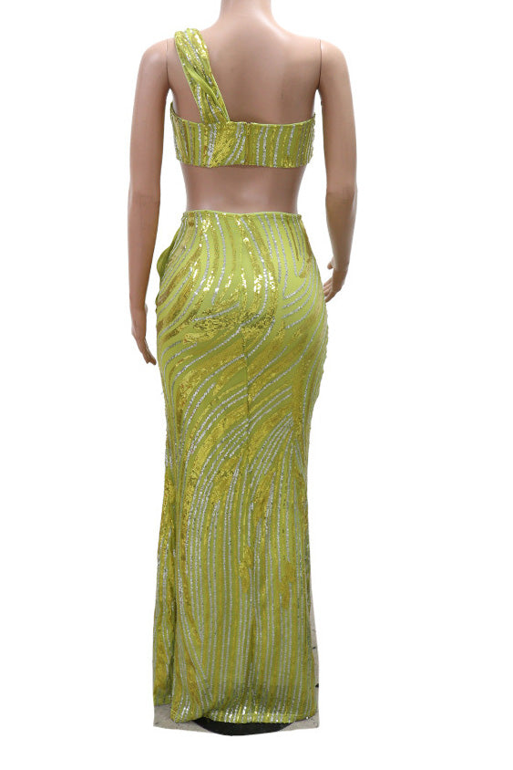 Sleeveless One-Shoulder Crop Top & Skirt Set Lavish Daily