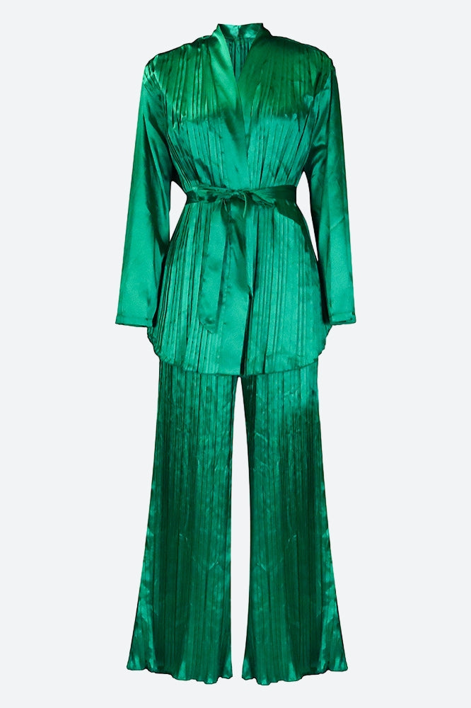 V Neck Long Sleeve Tops Wide Leg Pants Set Lavish Daily