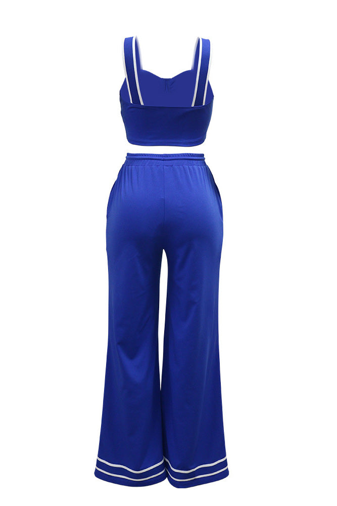 Stretch Sling Crop Vest Slit Wide Leg Pants Set Lavish Daily