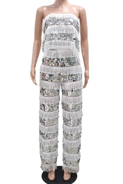 Fringe Sequin Pants Set Lavish Daily