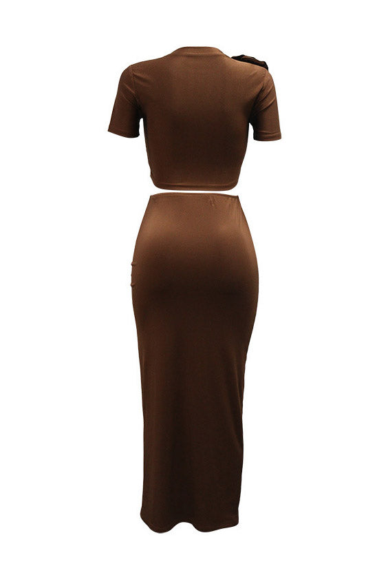 Ruched Split Skirt and Tee Two Piece Set Lavish Daily