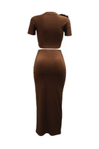 Ruched Split Skirt and Tee Two Piece Set Lavish Daily