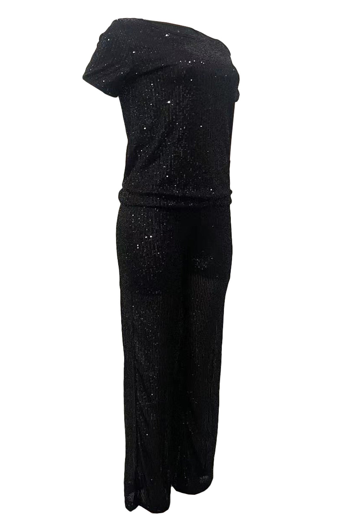Sequin Solid 2-Piece Set - Tee & Pants Lavish Daily