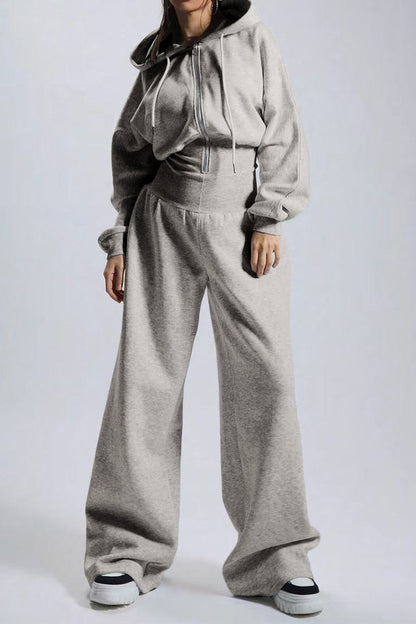 Hooded Drawstring Wide Leg Jumpsuit Lavish Daily