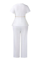 Short Sleeve Asymmetric Blazer Trouser Set Lavish Daily