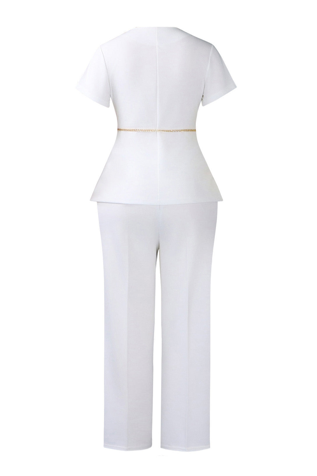 Short Sleeve Asymmetric Blazer Trouser Set Lavish Daily